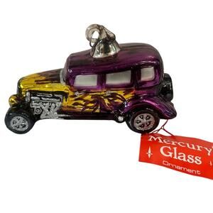 Department 56 Handblown Mercury Glass Jumbo Christmas 'Street Rod' Ornament-NWT